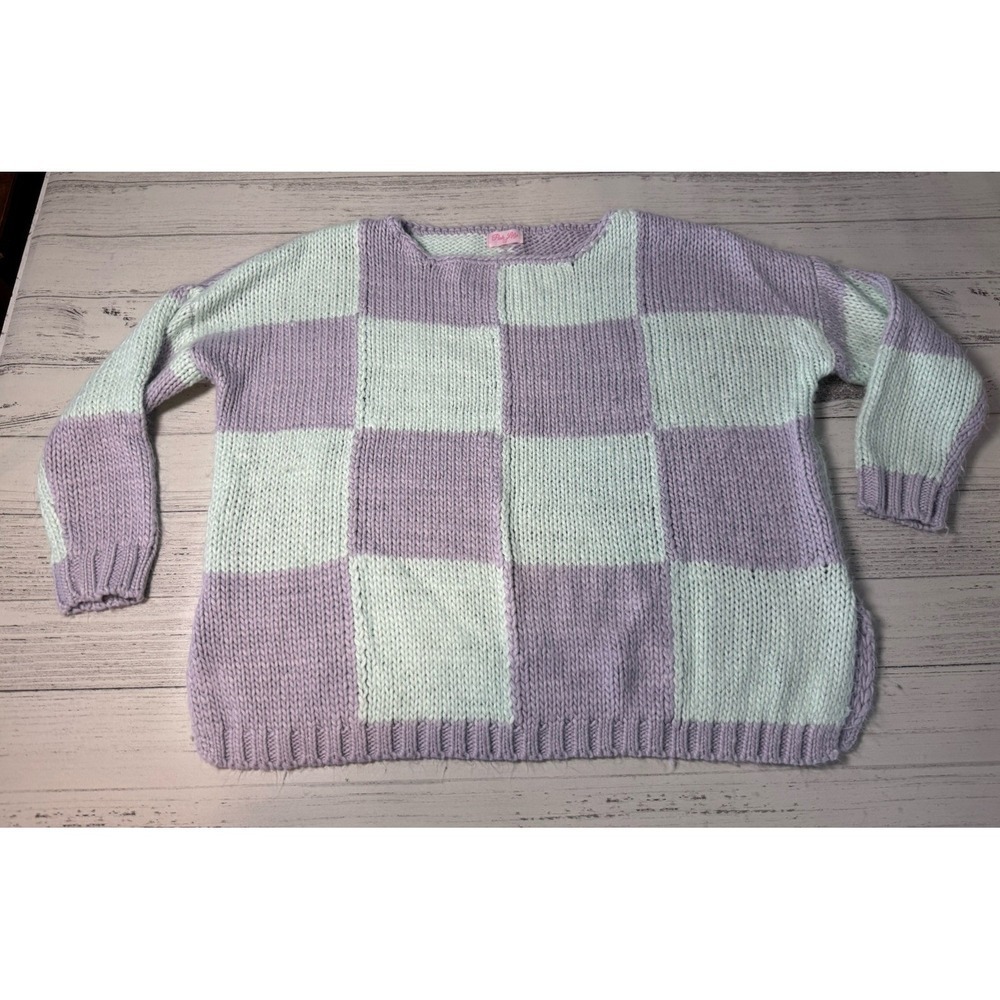 Pink Lily Oversized Checkered Sweater Size Small‎ Chunky Funky